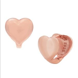 18K Rose Gold Vermeil Puffy Heart Huggie Hoops NWT